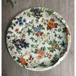 Vintage 1971 Daher Decorated Ware Floral Metal Tin Bowl Made in England 10”
